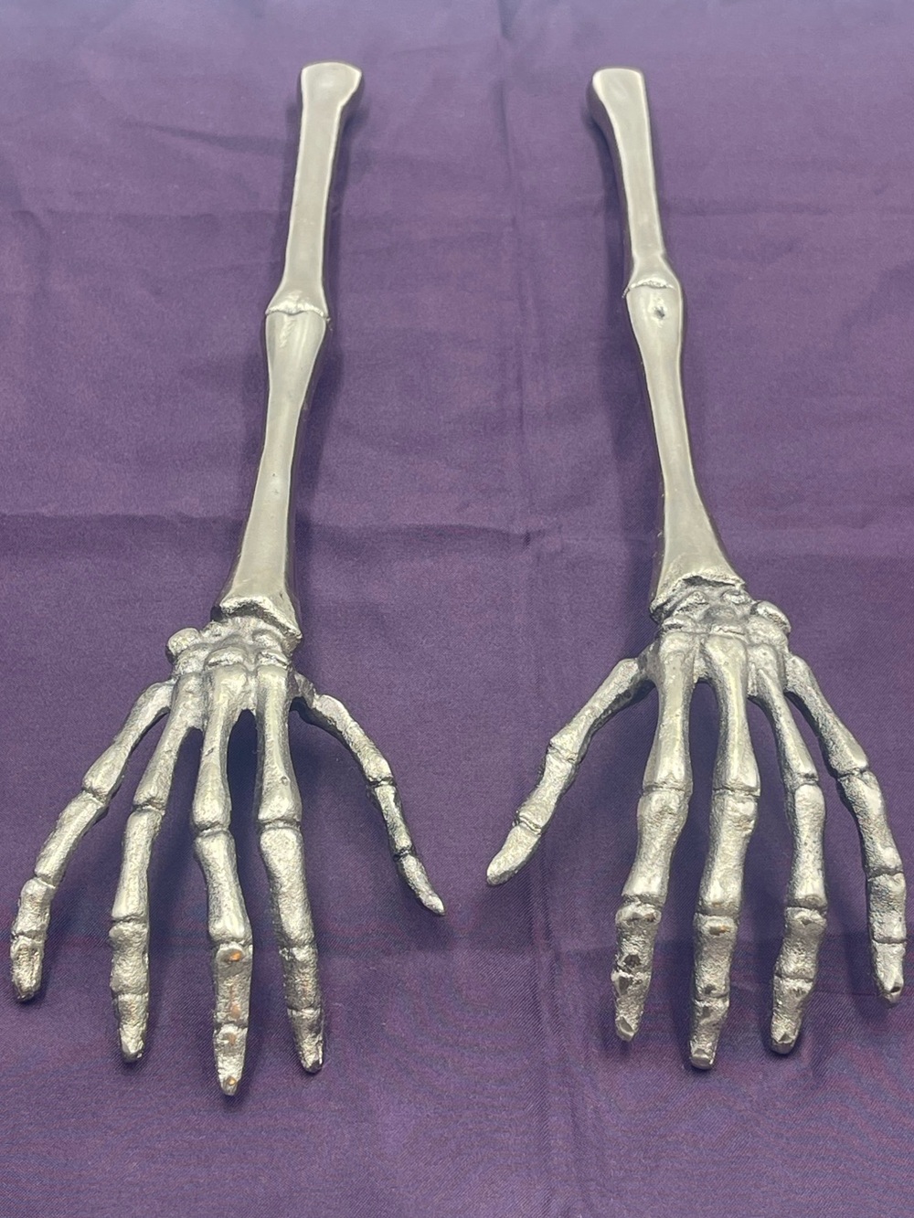 Halloween Gothic Spooky Metal Skeleton Bone Arm & Hand Salad Forks /Prop Display